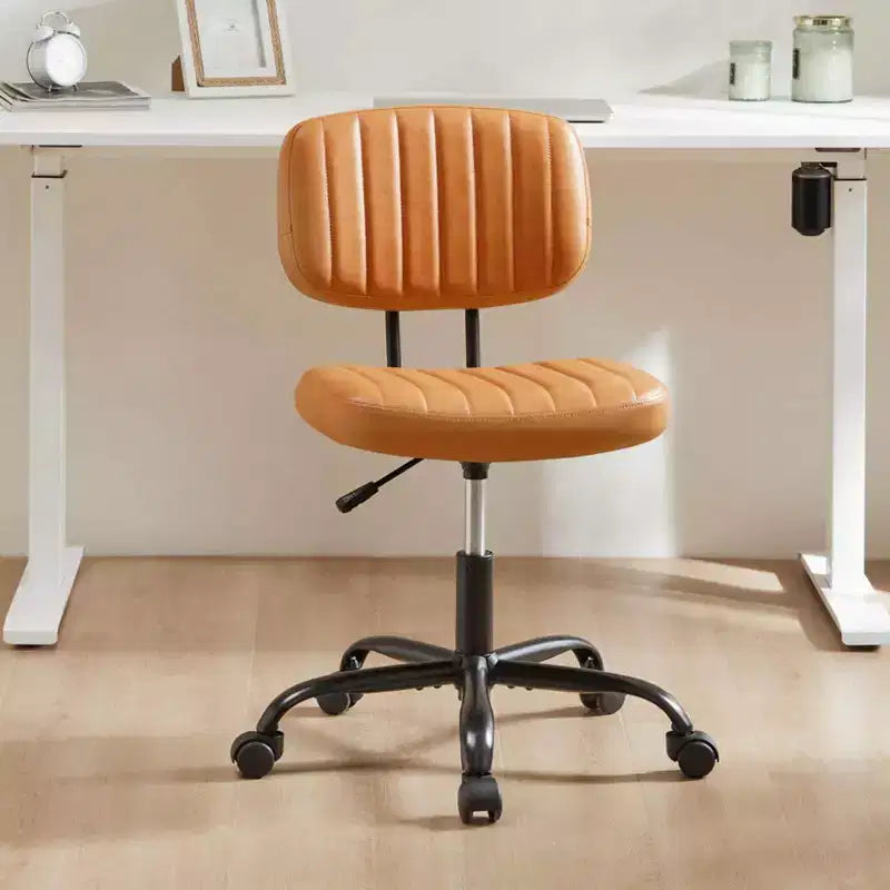Height-Adjustable Computer Chair with Backrest, Armless Swivel Chair with Wheels for Office, Reading Room and Study