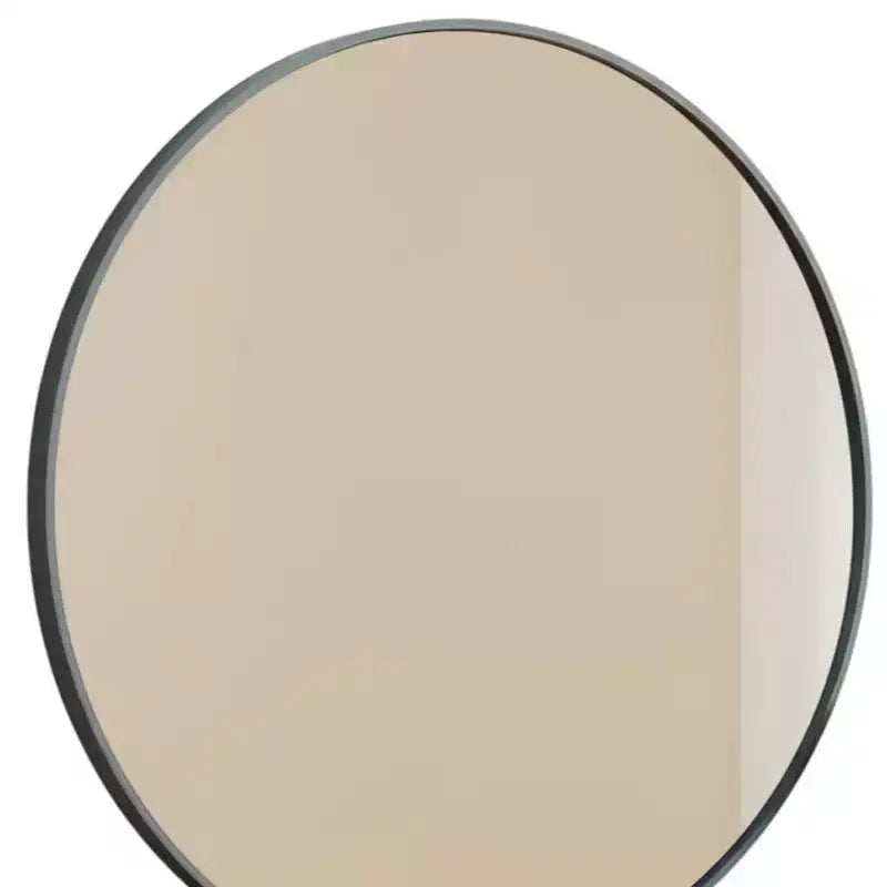 24" Round Black Metal Framed Bathroom Vanity Mirror, Wall Mount