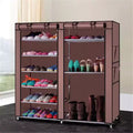 Double-Row Shoe Rack Storage Cabinet, 9-Compartment Shoe Tower with Non-Woven Fabric Cover for Home Use, Suitable for Bedrooms and Hallways