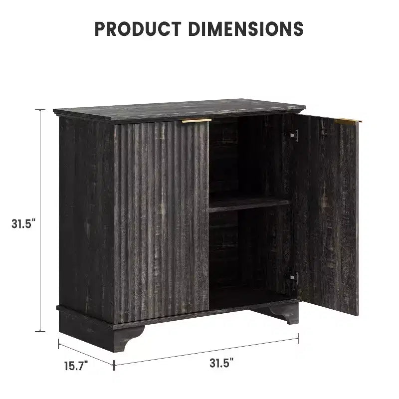 Meuble bar à café de style ferme avec portes cannelées et étagères réglables, pour salle à manger et salon