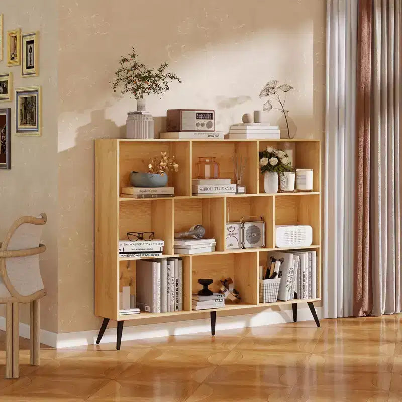10 Cube Bookshelf, Wooden 3 Tier Open Shelf Bookcase , for Home Office, Living Room, Bedroom,