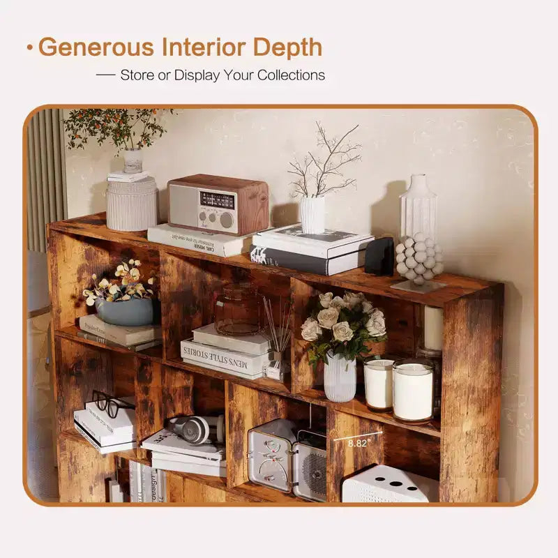 10 Cube Bookshelf, Wooden 3 Tier Open Shelf Bookcase , for Home Office, Living Room, Bedroom,