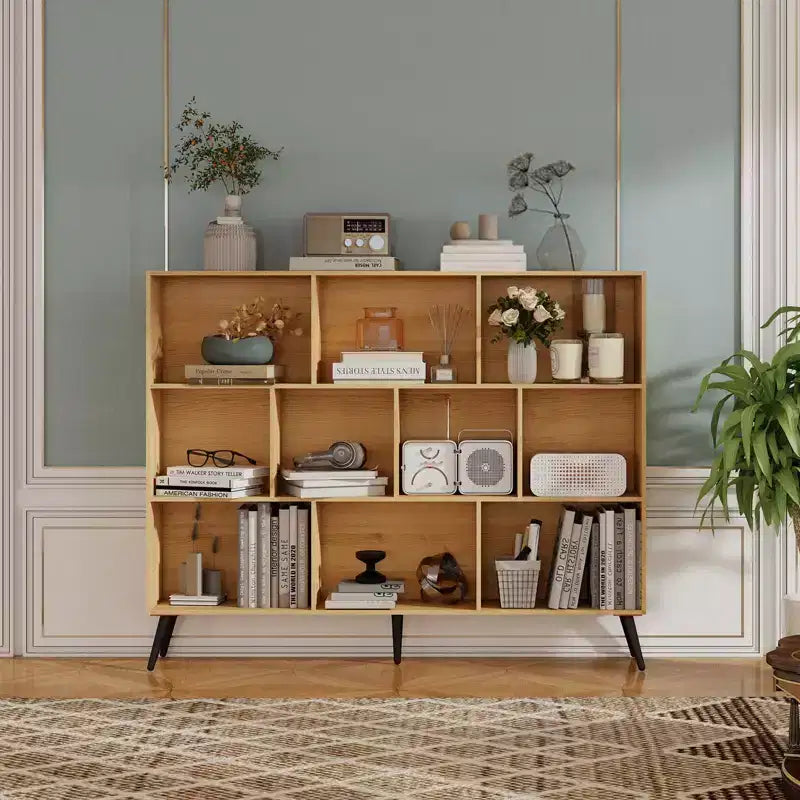 10 Cube Bookshelf, Wooden 3 Tier Open Shelf Bookcase , for Home Office, Living Room, Bedroom,