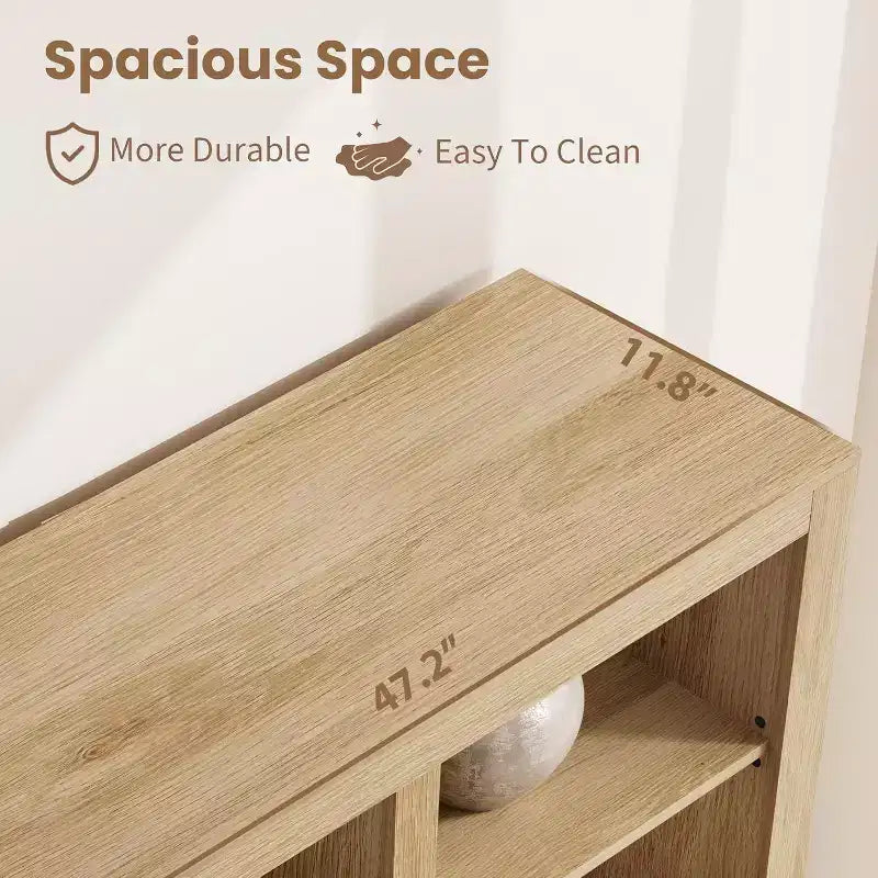 72 in Tall Double-Wide Bookcase with 8 Shelves and 4 Drawers, Farmhouse Storage, 47.2 W x 11.8 D
