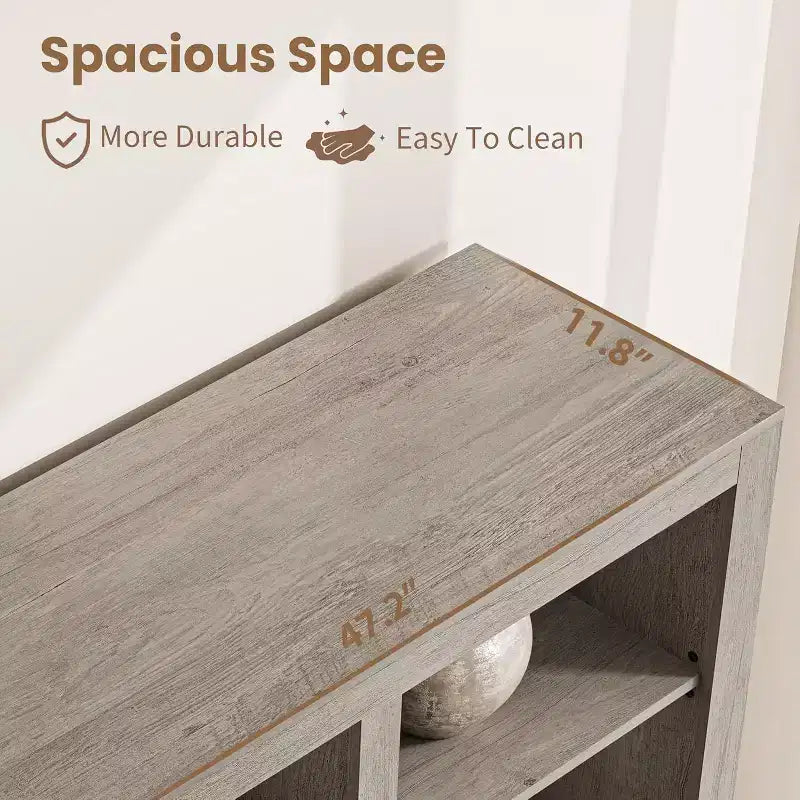 72 in Tall Double-Wide Bookcase with 8 Shelves and 4 Drawers, Farmhouse Storage, 47.2 W x 11.8 D