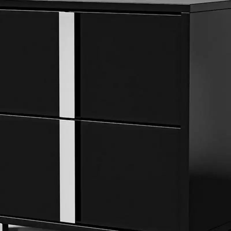 Nightstand with 2 Drawers, Piano Black UV Finish, 24 Inch