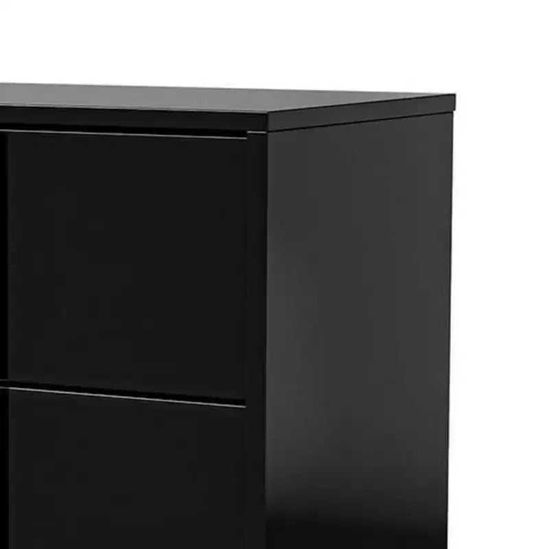 Nightstand with 2 Drawers, Piano Black UV Finish, 24 Inch