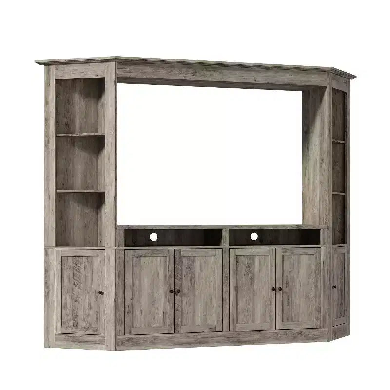 Gray TV Entertainment Center with Multi-Storage Shelves, Bookcase Cabinets, Fits TVs Up to 70"