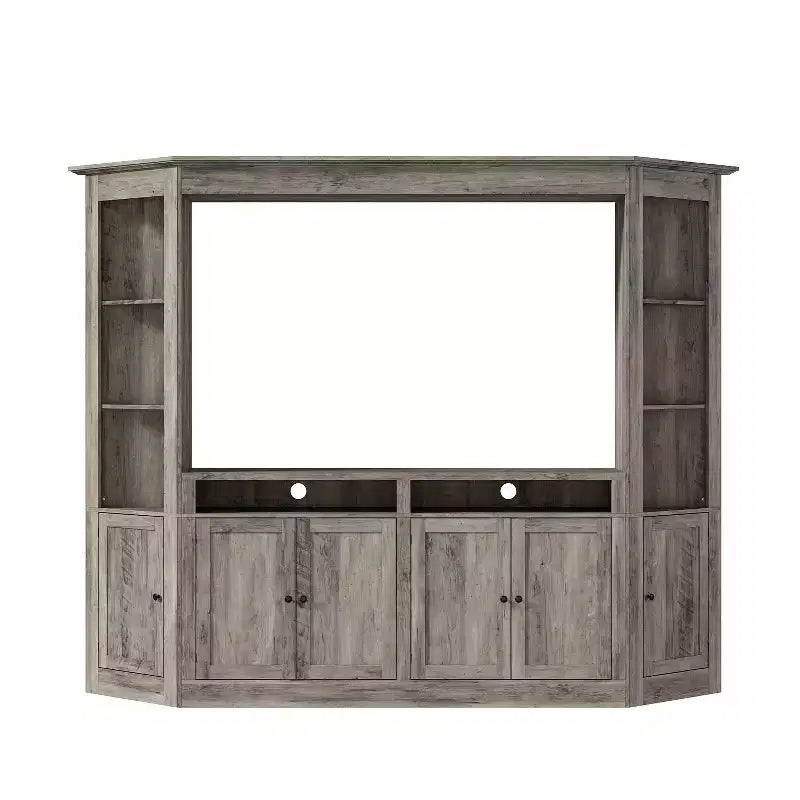 Gray TV Entertainment Center with Multi-Storage Shelves, Bookcase Cabinets, Fits TVs Up to 70"