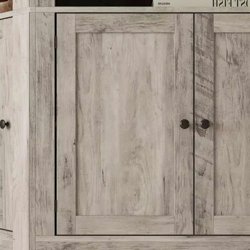 Gray TV Entertainment Center with Multi-Storage Shelves, Bookcase Cabinets, Fits TVs Up to 70"