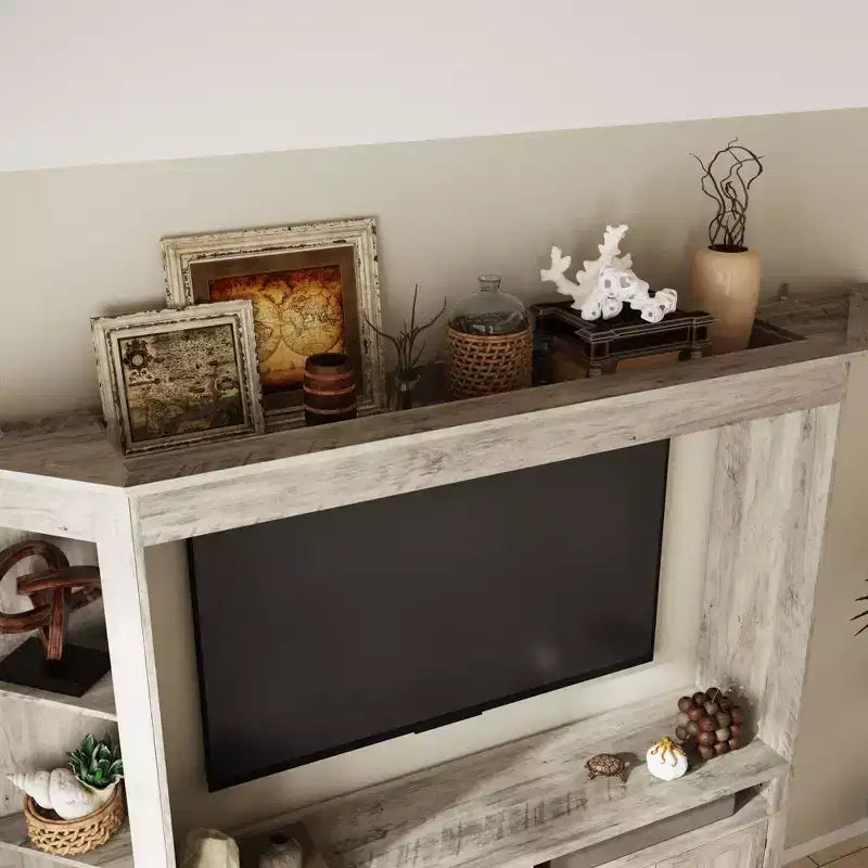 Gray TV Entertainment Center with Multi-Storage Shelves, Bookcase Cabinets, Fits TVs Up to 70"