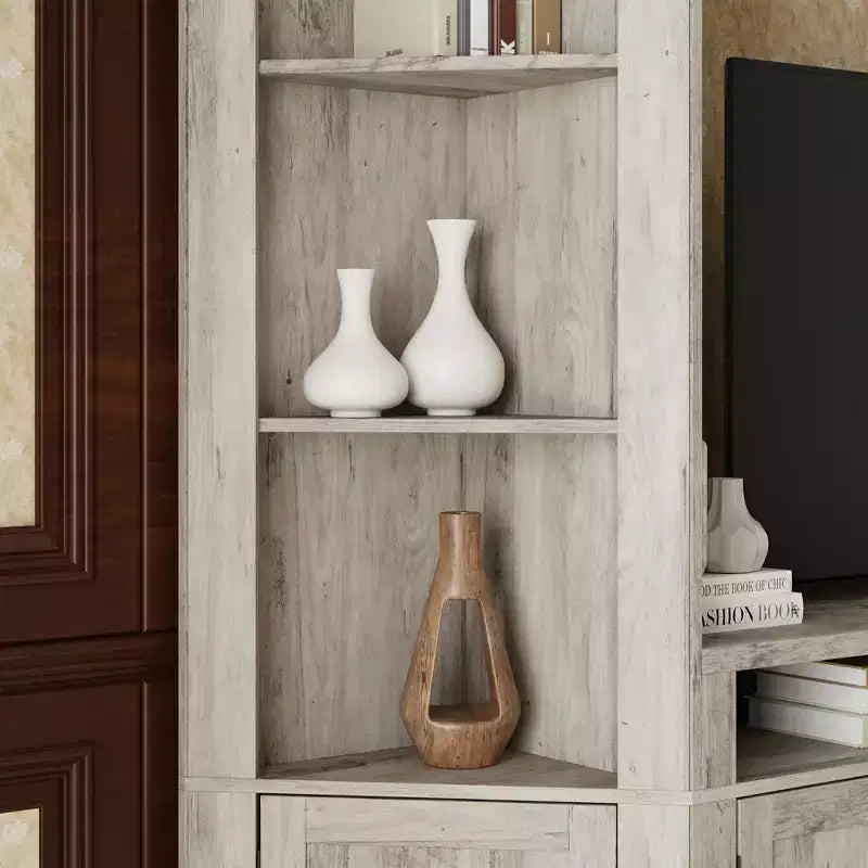 Gray TV Entertainment Center with Multi-Storage Shelves, Bookcase Cabinets, Fits TVs Up to 70"