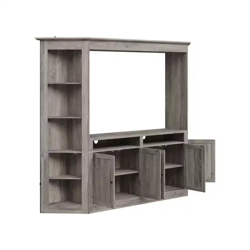 Gray TV Entertainment Center with Multi-Storage Shelves, Bookcase Cabinets, Fits TVs Up to 70"