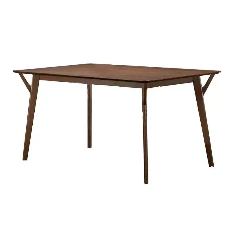 59 Inch Rectangular Dining Table, Angled Legs, Brown Solid Wood, Seats 4–6