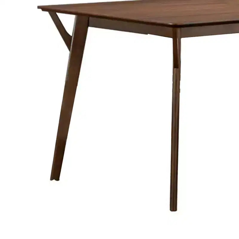59 Inch Rectangular Dining Table, Angled Legs, Brown Solid Wood, Seats 4–6