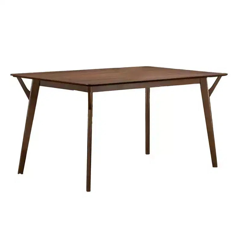 59 Inch Rectangular Dining Table, Angled Legs, Brown Solid Wood, Seats 4–6