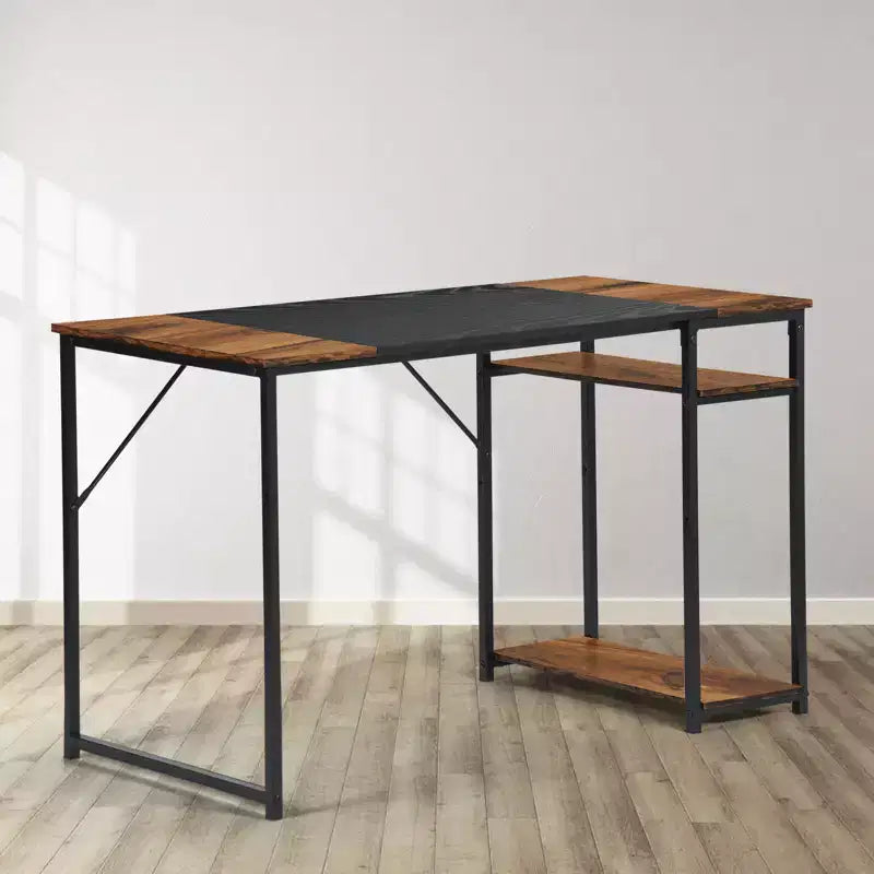 47.2" Industrial Computer Desk with Side Shelves, Gaming Desk with Metal Frame, Home Office Workstation