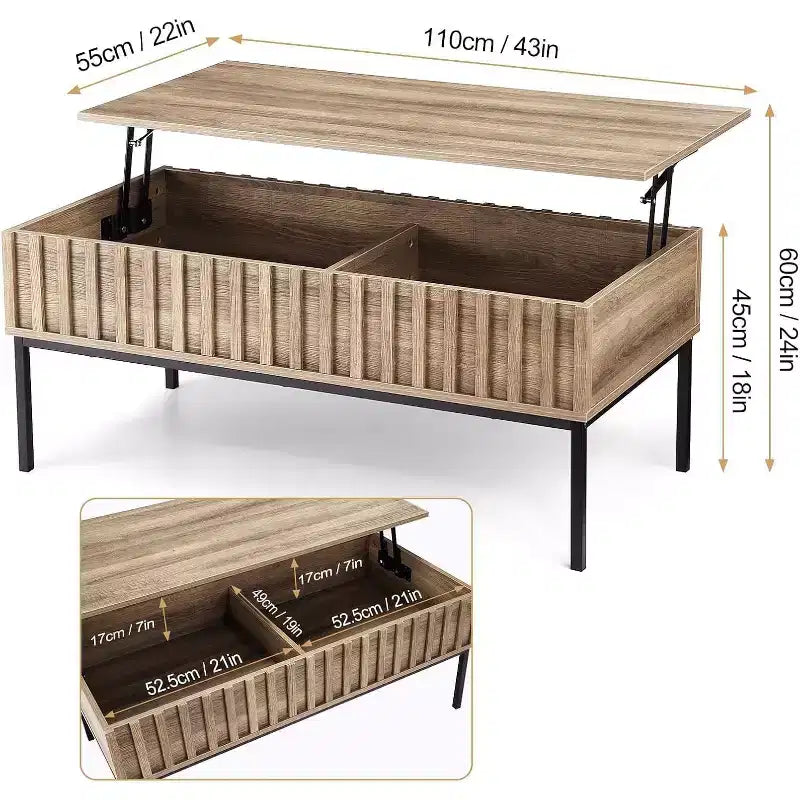 Round Coffee Table with Two Drawers Circle Center Table with Storage Farmhouse Coffee Table