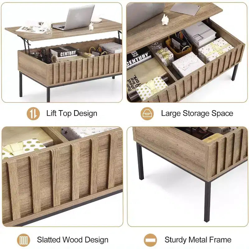 Round Coffee Table with Two Drawers Circle Center Table with Storage Farmhouse Coffee Table