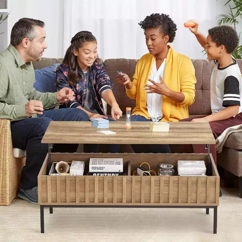 Round Coffee Table with Two Drawers Circle Center Table with Storage Farmhouse Coffee Table
