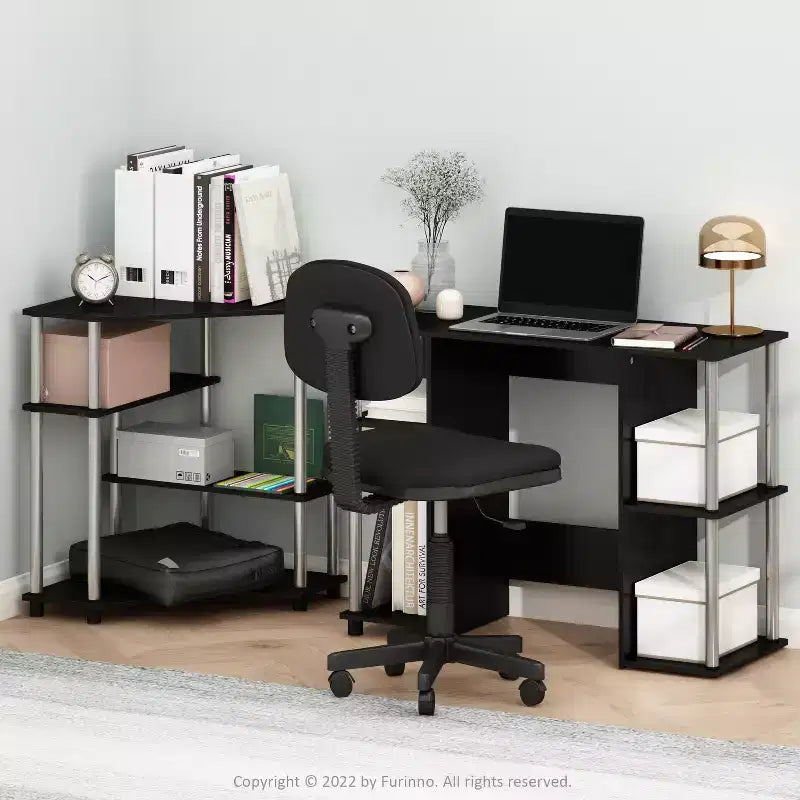 30 in. Paulownia Wood Computer Desk with Hutch Storage, Brown