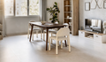 59 Inch Rectangular Dining Table, Angled Legs, Brown Solid Wood, Seats 4–6