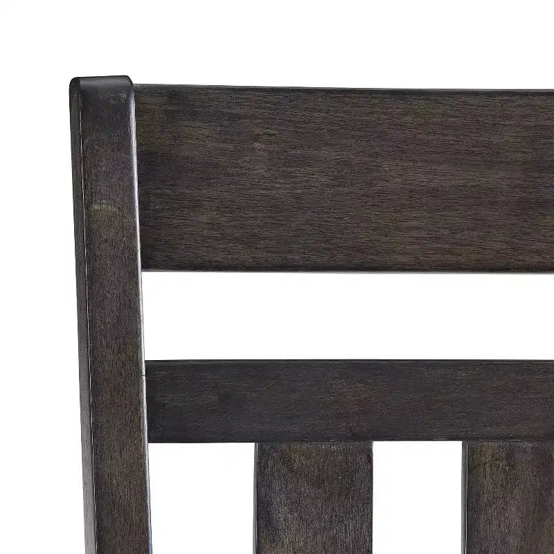 Set of 2 Slat Back Dining Chairs, Slate – Upholstered Linen Seat, Rubberwood Frame
