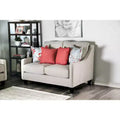 Upholstered Loveseat, Ivory Linen with Removable Cushions and Accent Pillows