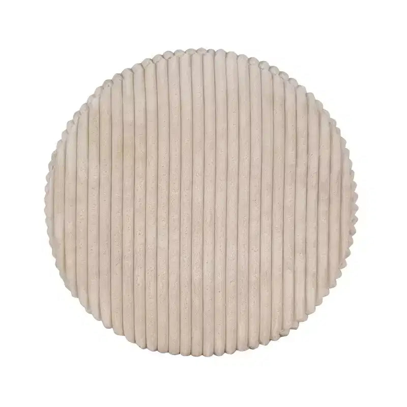 Round Storage Ottoman, Corduroy Cream – Lift-Top with Hidden Storage