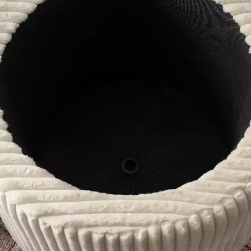 Round Storage Ottoman, Corduroy Cream – Lift-Top with Hidden Storage