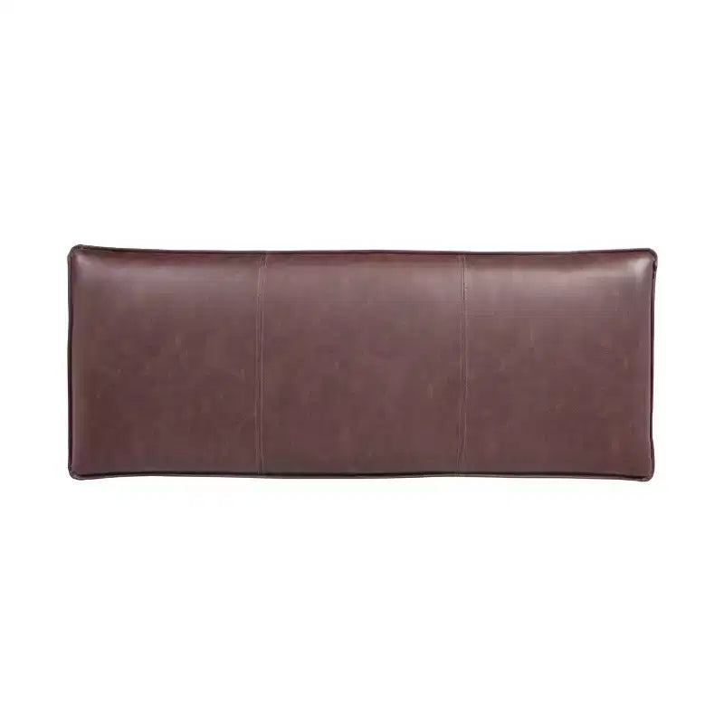 Pillow Top Bench, Chestnut – Solid Acacia Wood, Faux Leather Seat, 400 lb Capacity
