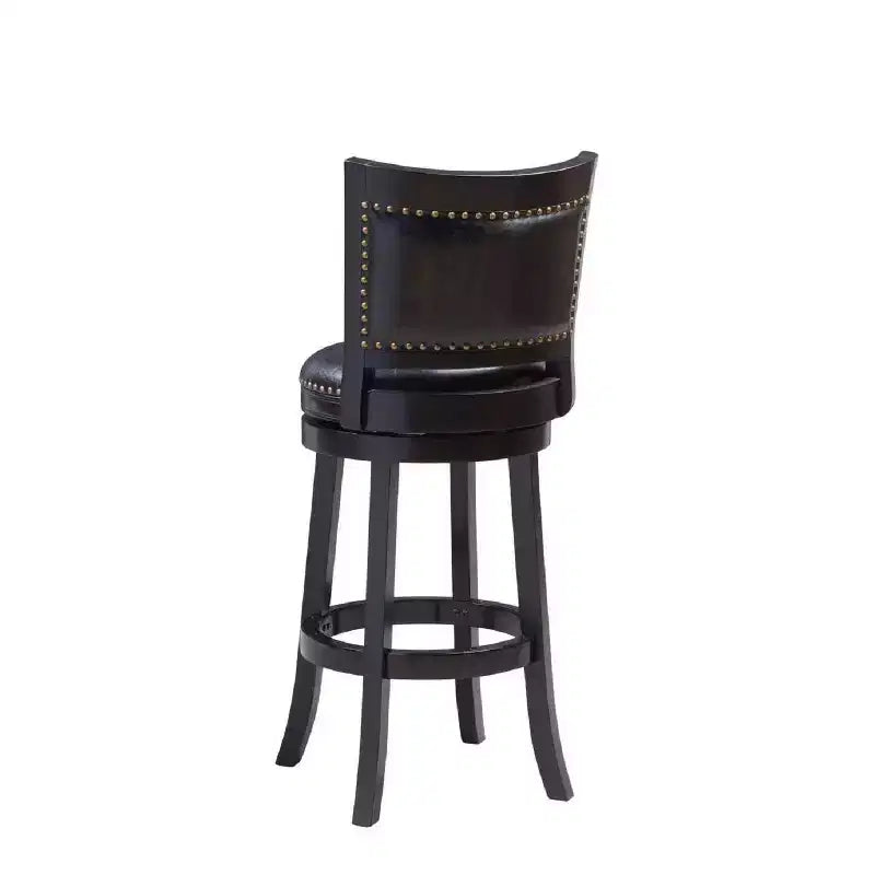 29" Swivel Barstool, Faux Leather Upholstered with Nailhead Trim and Hardwood Frame
