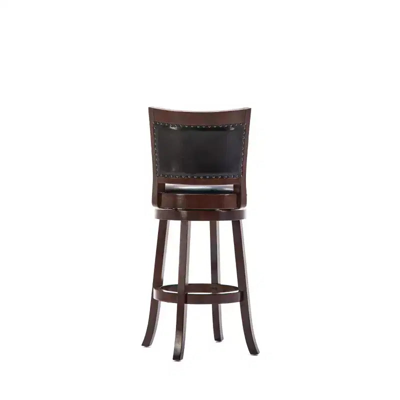 29" Swivel Barstool, Faux Leather Upholstered with Nailhead Trim and Hardwood Frame
