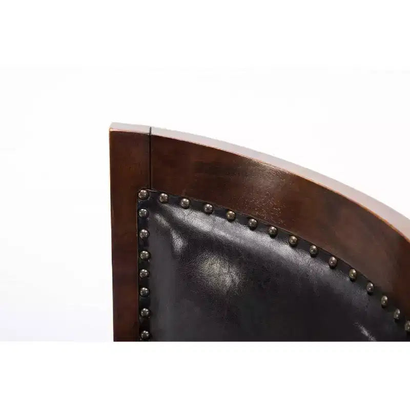 29" Swivel Barstool, Faux Leather Upholstered with Nailhead Trim and Hardwood Frame