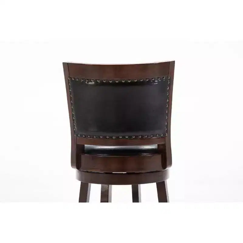 29" Swivel Barstool, Faux Leather Upholstered with Nailhead Trim and Hardwood Frame