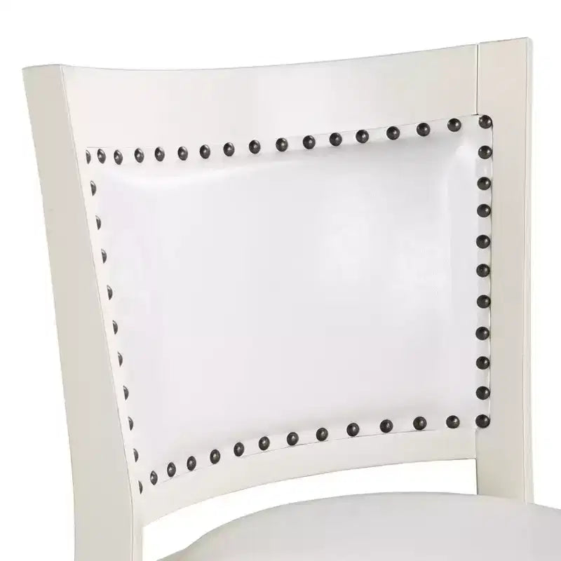 29" Swivel Barstool, Faux Leather Upholstered with Nailhead Trim and Hardwood Frame