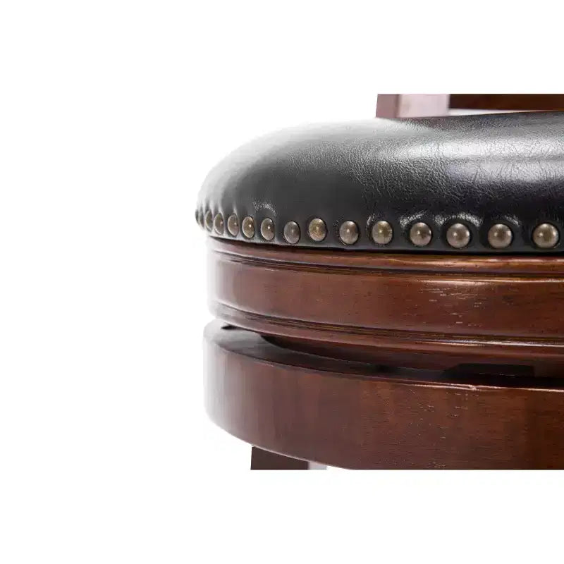29" Swivel Barstool, Faux Leather Upholstered with Nailhead Trim and Hardwood Frame
