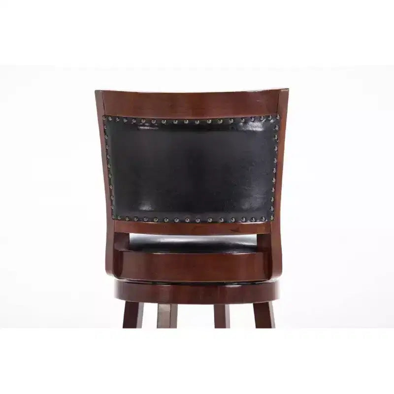 29" Swivel Barstool, Faux Leather Upholstered with Nailhead Trim and Hardwood Frame