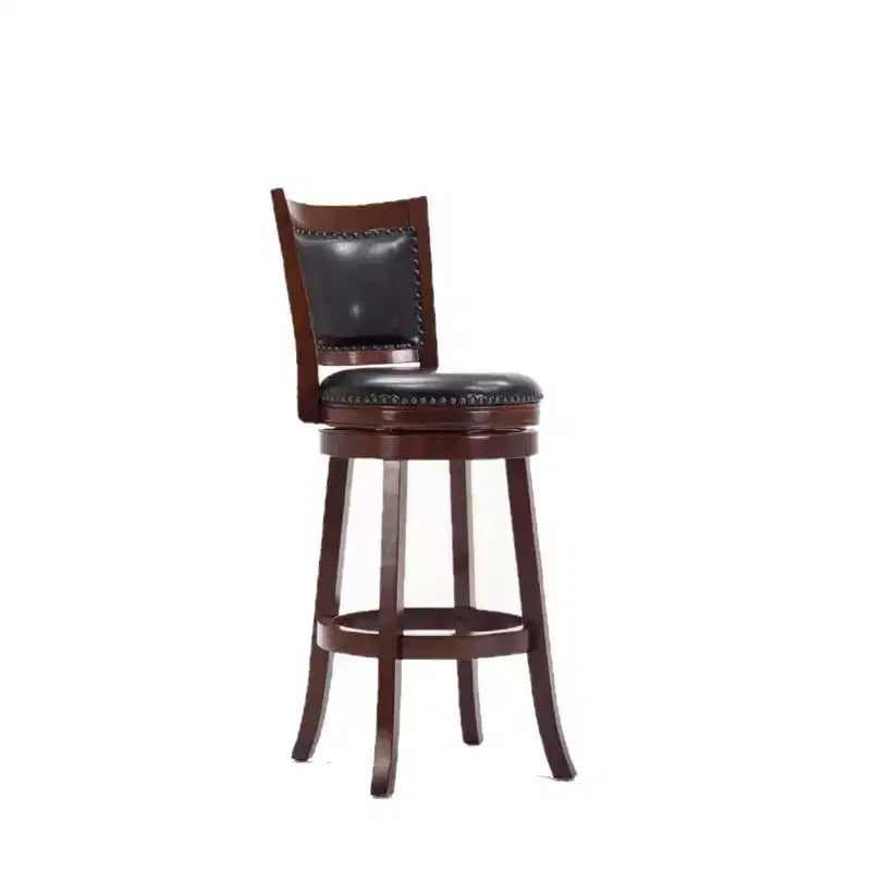 29" Swivel Barstool, Faux Leather Upholstered with Nailhead Trim and Hardwood Frame
