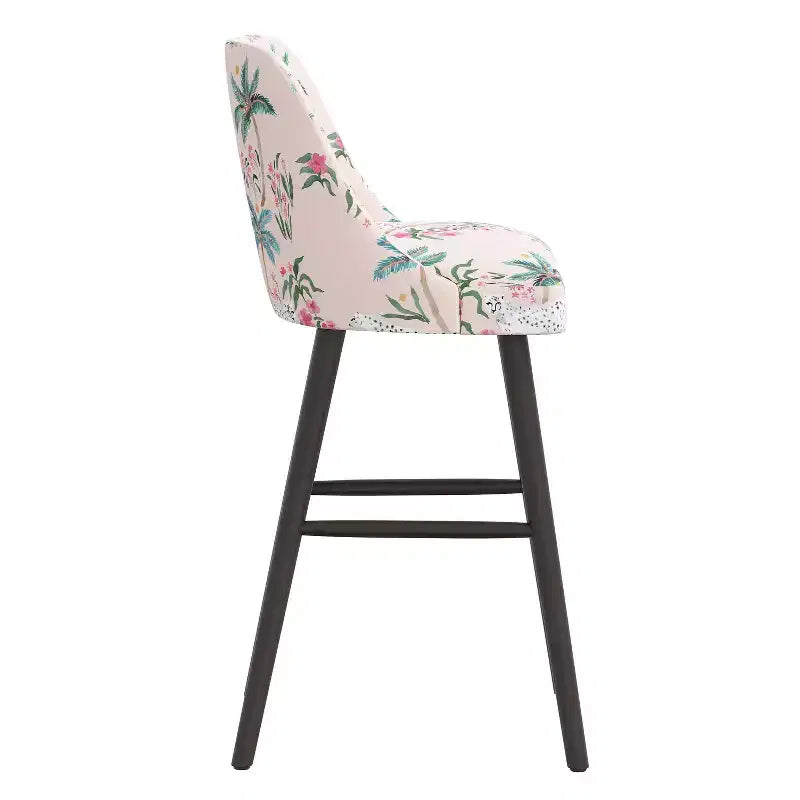 Rounded Back Barstool, Upholstered in Pattern Fabric