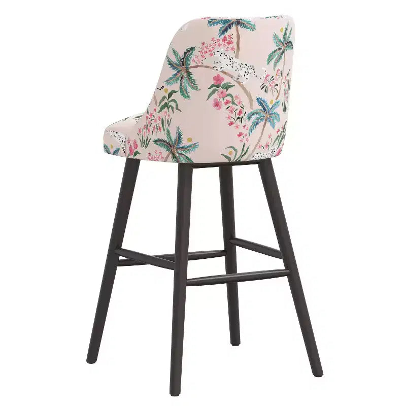 Rounded Back Barstool, Upholstered in Pattern Fabric