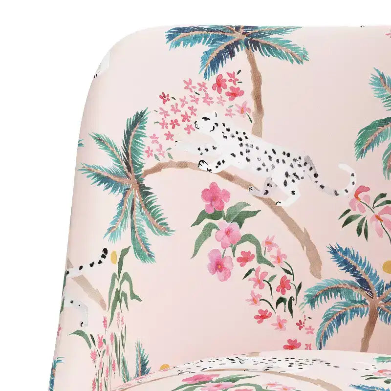 Rounded Back Barstool, Upholstered in Pattern Fabric