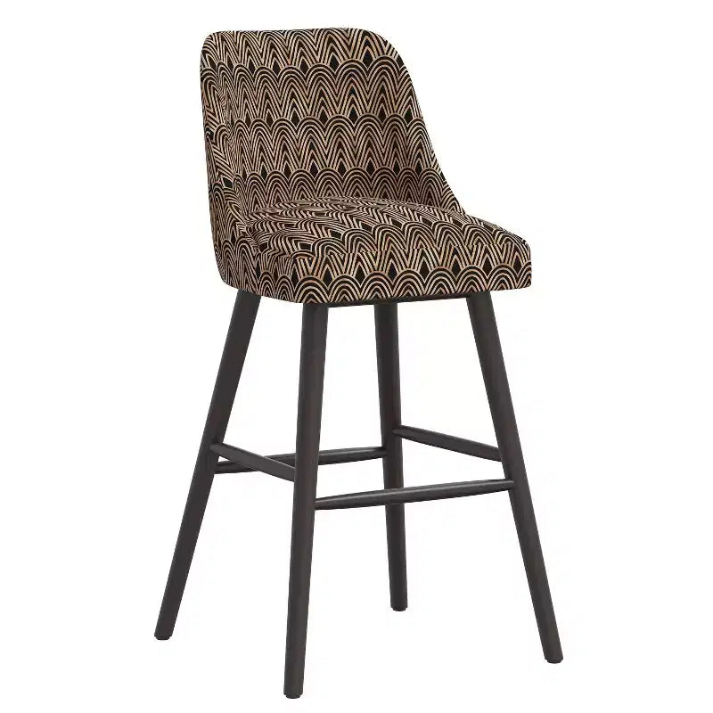 Rounded Back Barstool, Upholstered in Pattern Fabric