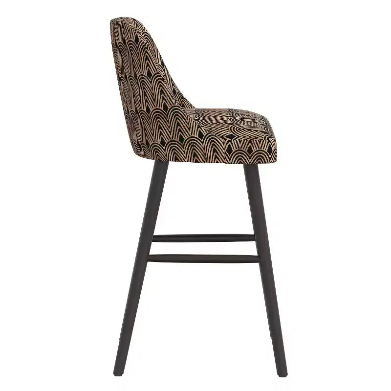 Rounded Back Barstool, Upholstered in Pattern Fabric