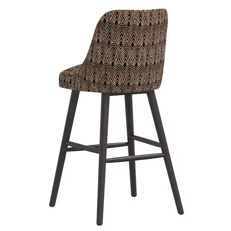 Rounded Back Barstool, Upholstered in Pattern Fabric