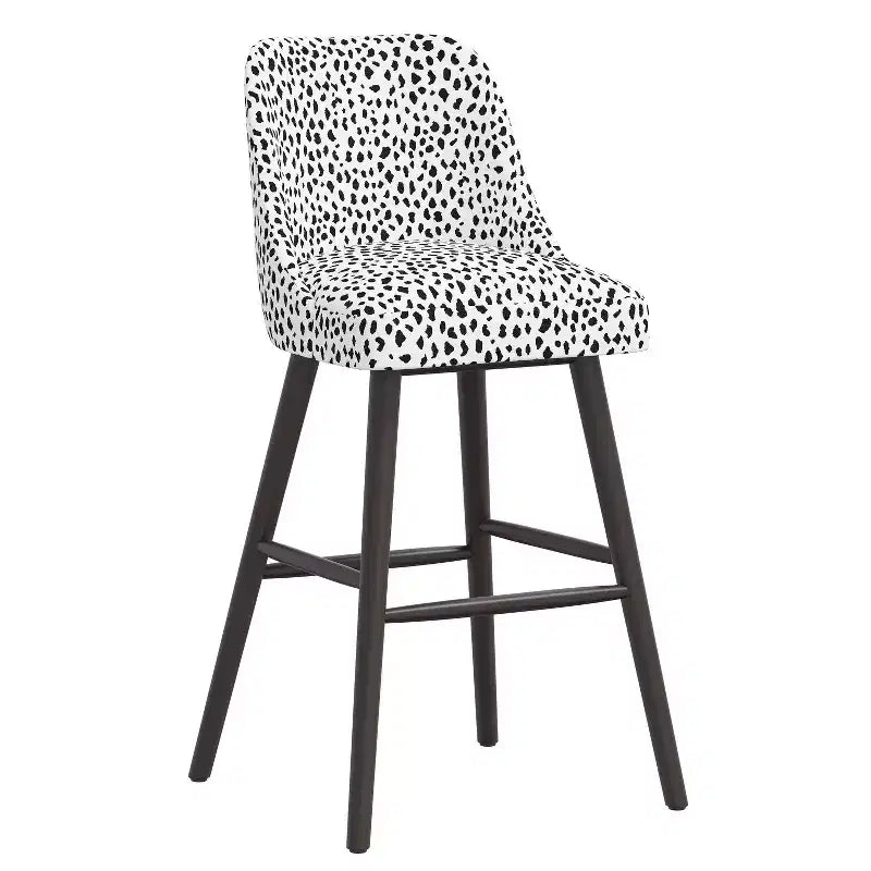 Rounded Back Barstool, Upholstered in Pattern Fabric