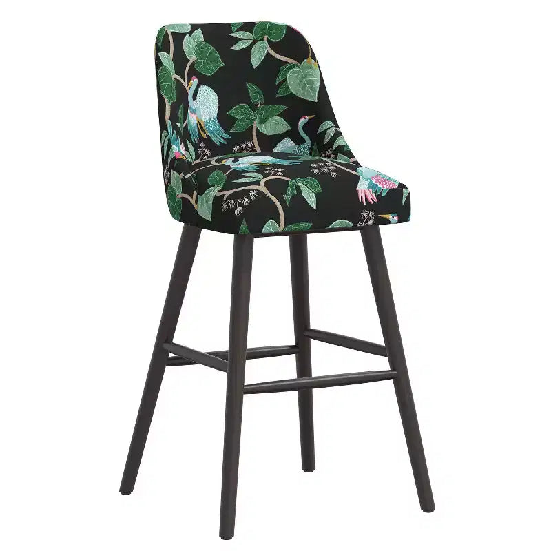 Rounded Back Barstool, Upholstered in Pattern Fabric