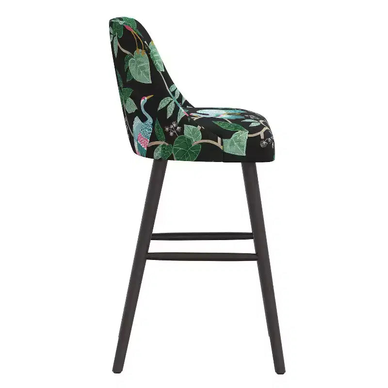 Rounded Back Barstool, Upholstered in Pattern Fabric