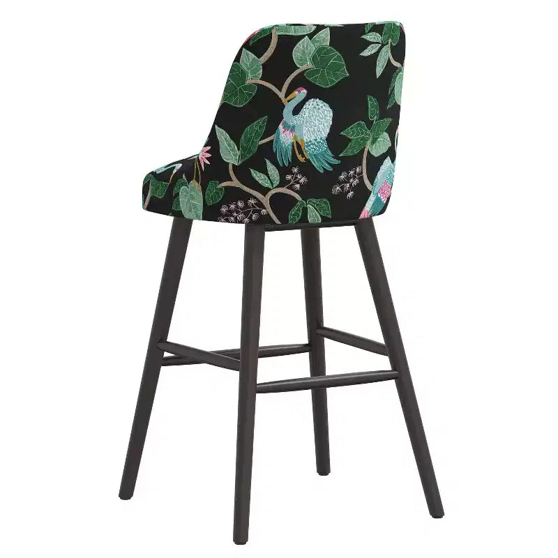 Rounded Back Barstool, Upholstered in Pattern Fabric