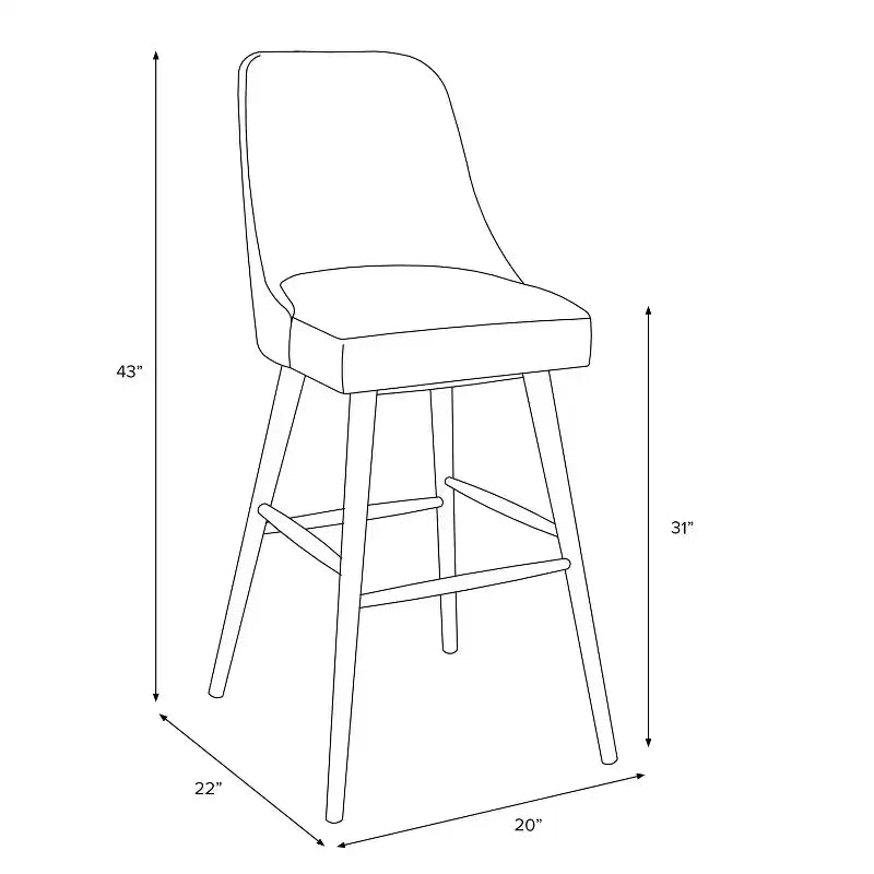 Rounded Back Barstool, Upholstered in Pattern Fabric